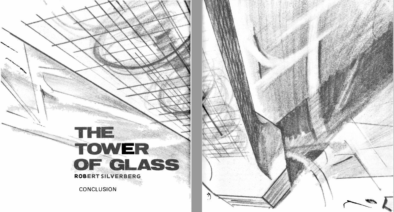 an immense, swift-sketched tower, drawn from the air. The only legend reads CONCLUSION in small letters.